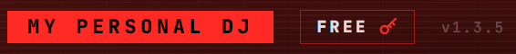 The My Personal DJ name, the FREE plan badge and the version number